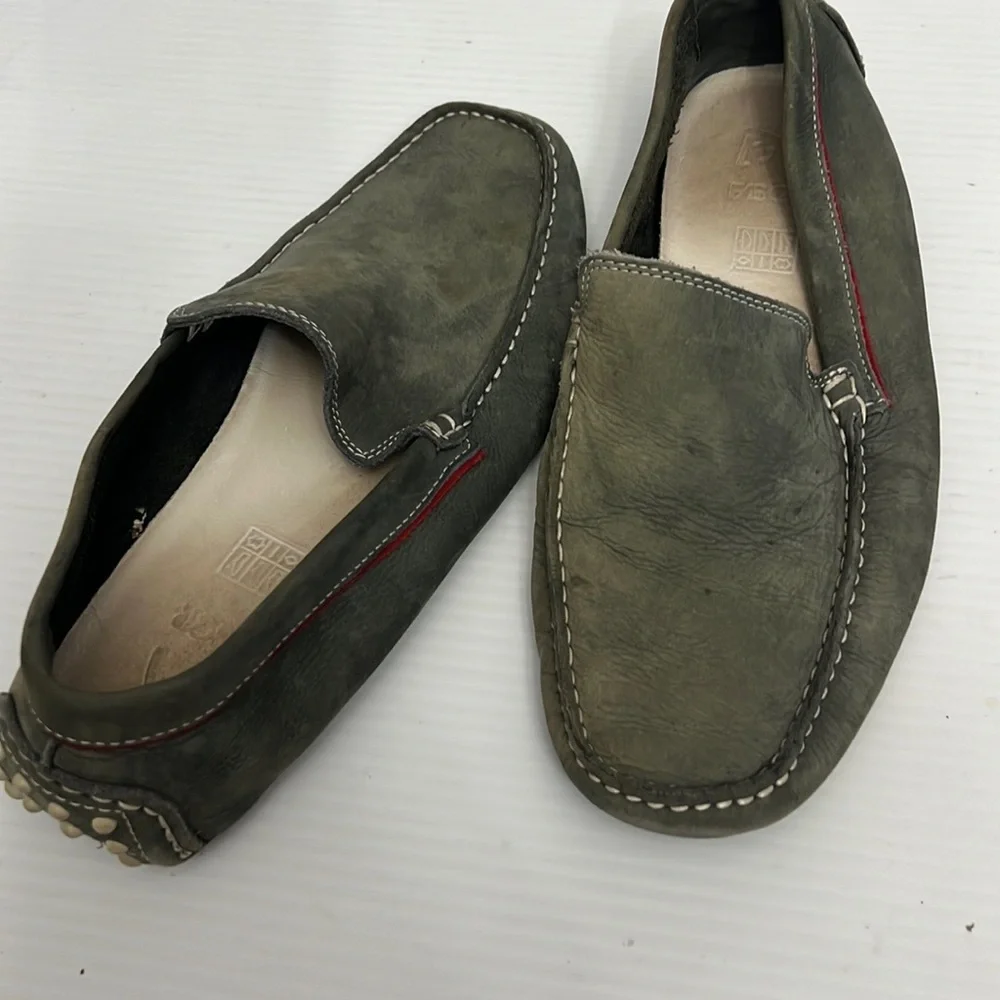 Fascar Mens gray Leather Slip On Comfort Shoes Size 42 EUR 9 USA